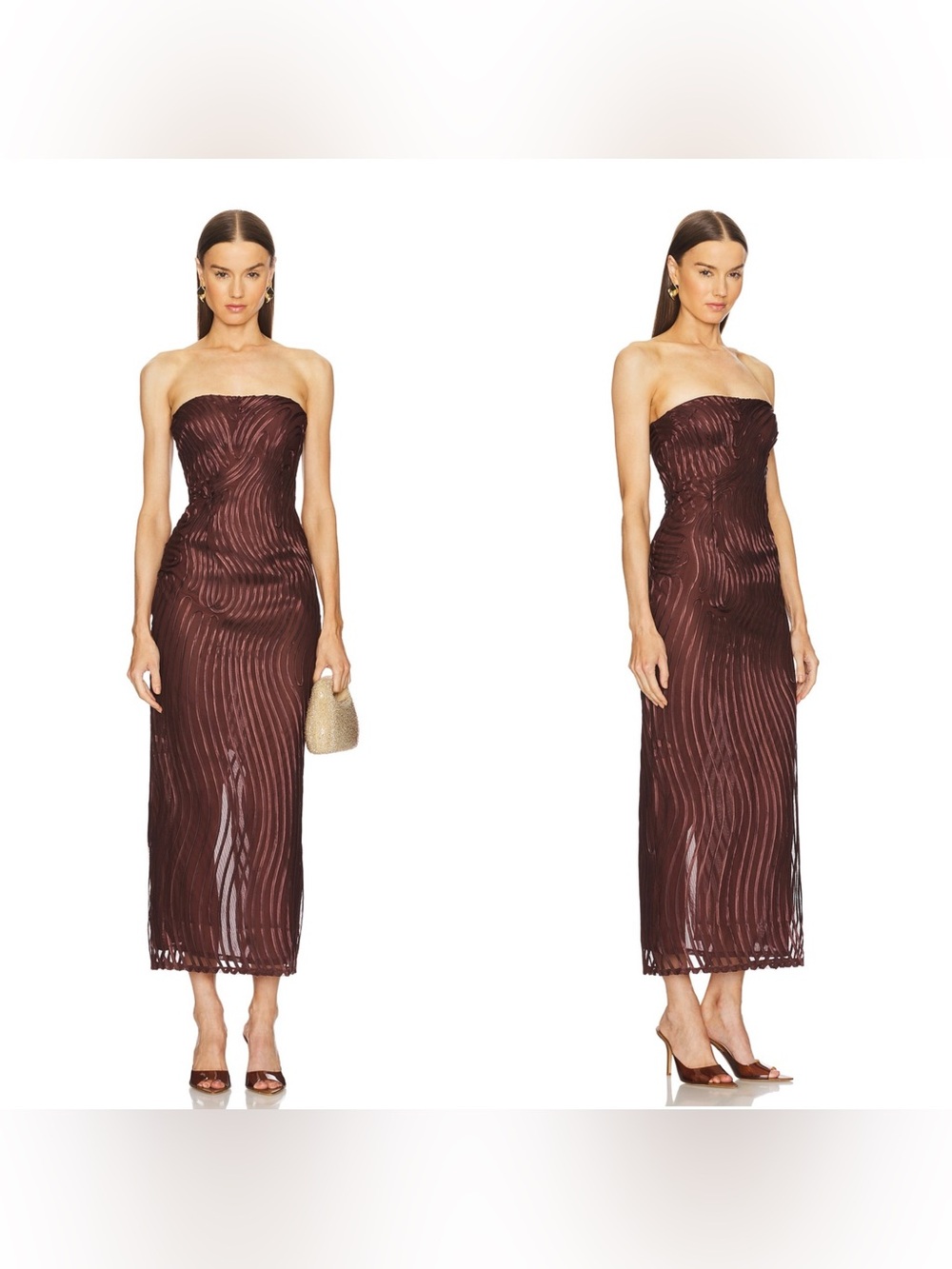 NWT Michael Costello × REVOLVE Opal Midi Dress in Chocolate Brown